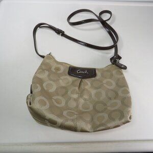 Coach Signature Monogram Jacquard Crossbody Bag Tan